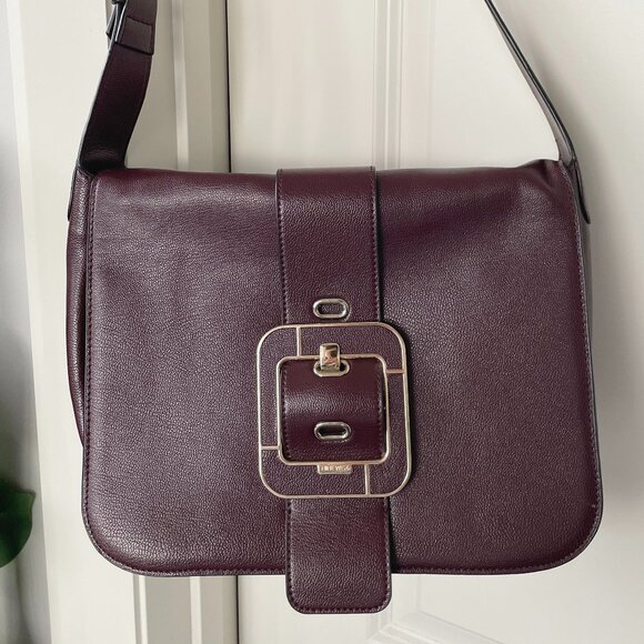 Y2K Nine West Square Red Brown Flap Vintage Purse Bag - Picture 1 of 9